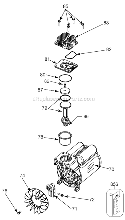 Page B Diagram and Parts List for C3151 Type 2 Porter Cable Compressor